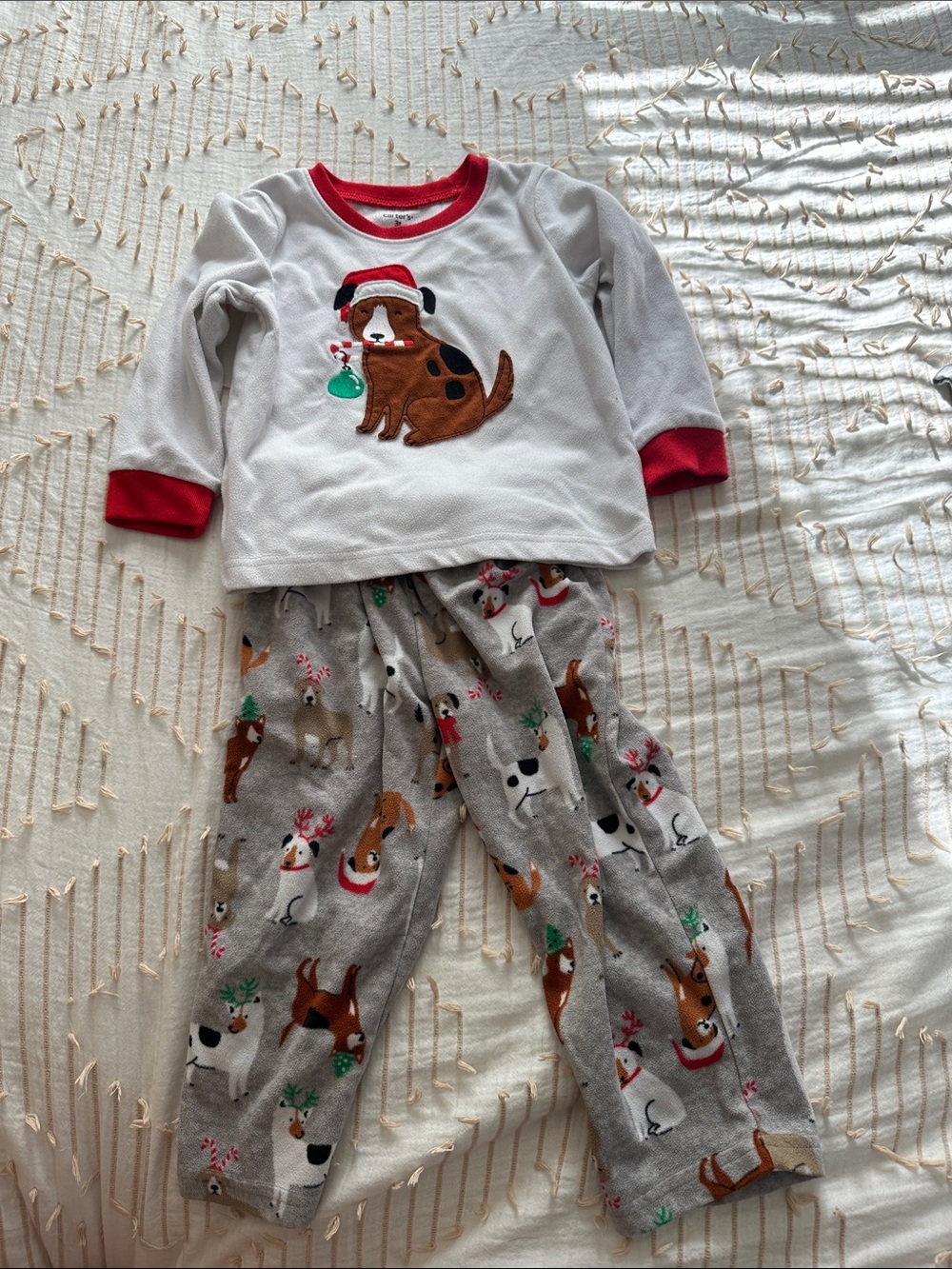 Carter's White and Red Dog Holiday Pajama Set